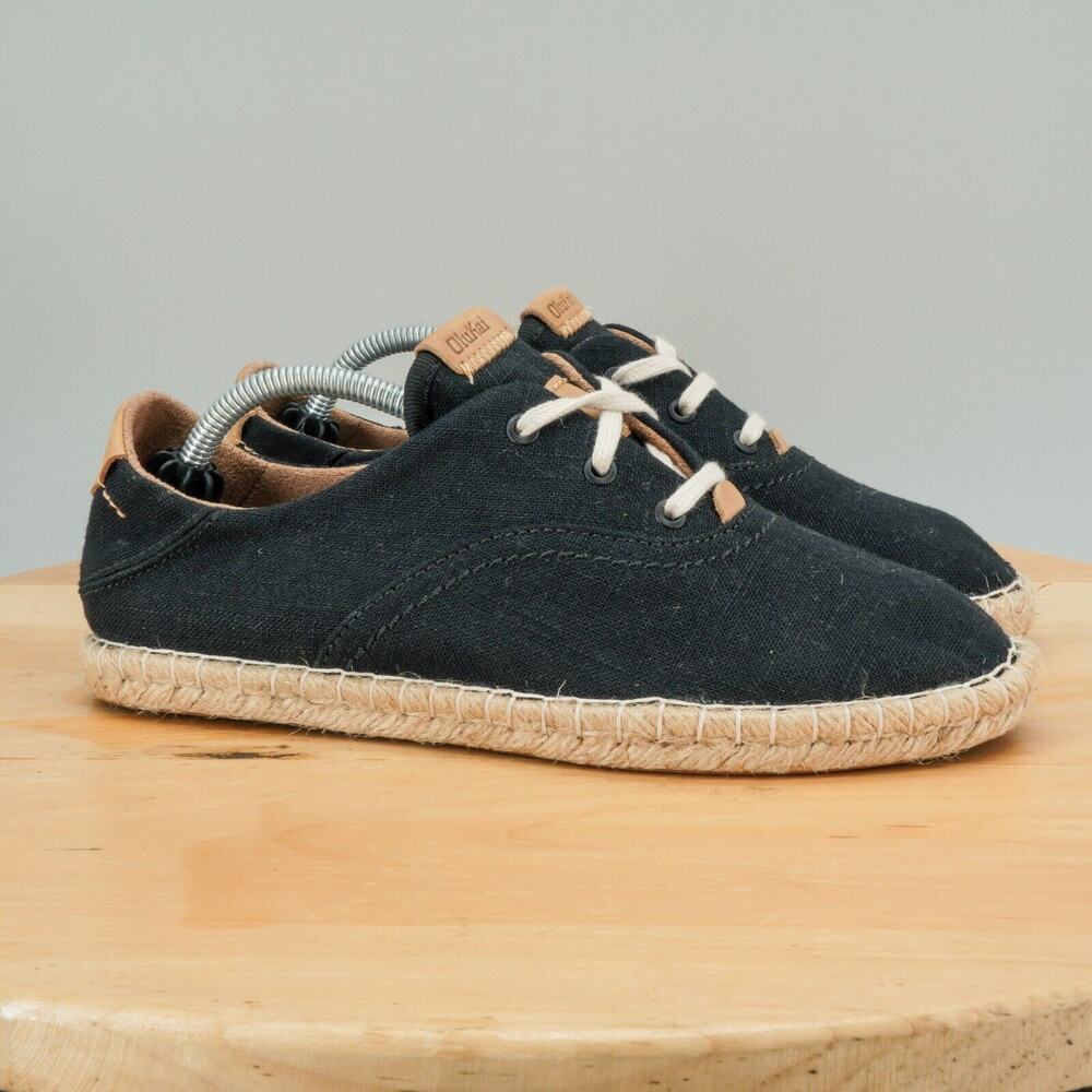 Olukai Kaula Pa‘a Li Paniolo Women's‎ Size 7.5 Shoes Black Low Top Comfort Shoe